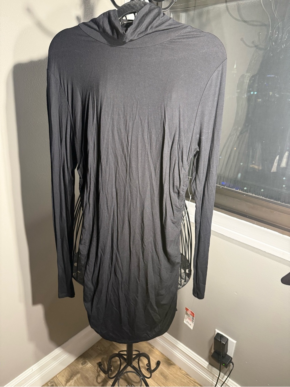 Black Long-Sleeve Hooded Women’s Top